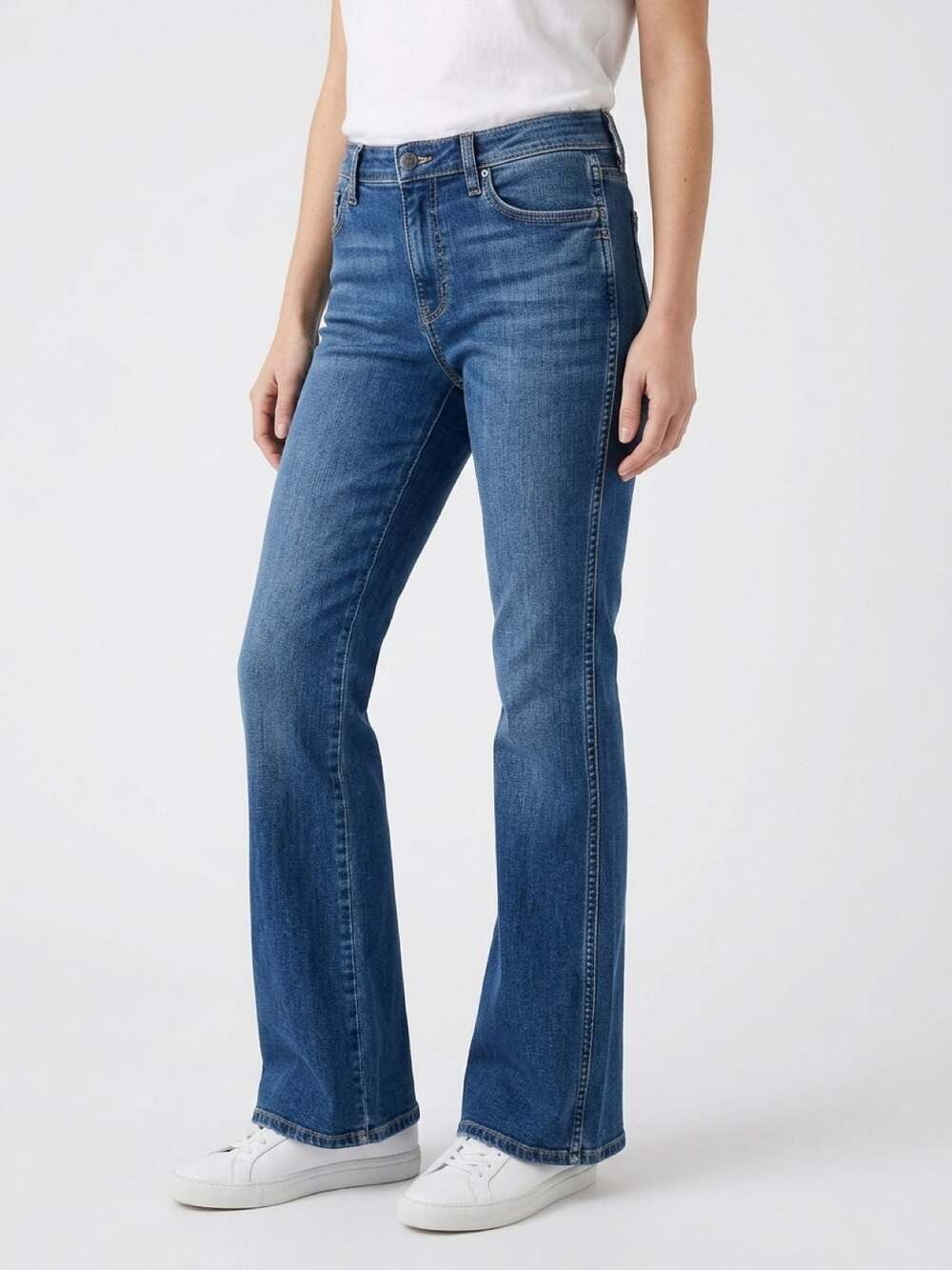 rag‎ & bone Crop Flare Jeans Size 26 Medium Wash Raw Hem Denim Slim Mid Rise